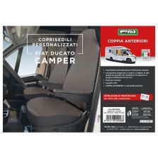 Coprisedili Foderine Anteriori Personalizzati Camper Fiat Ducato 06> Piombo-Antracite Cora 129406